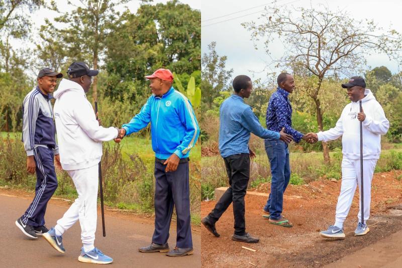 Collage photo of Rigathi Gachagua campaigning for Newton Karish in Mbeere North.
